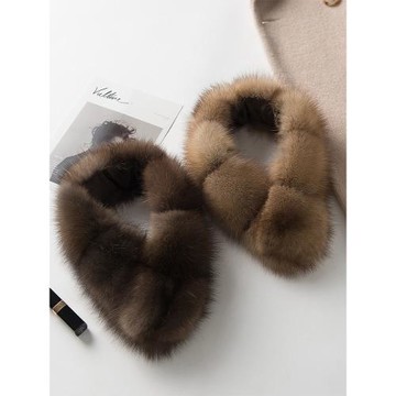 5A紫貂圍巾貂毛水貂毛皮草圍巾女冬季貂皮毛毛圍巾皮毛圍巾保暖