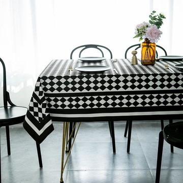 ZB0102餐桌布藝絲絨印花北歐風格茶幾長方形桌布家用簡約現代復古