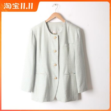 古著vintage日本制中古精品粗花毛呢法式圓領小香風女西裝外套x4