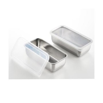 日本【吉川Yoshikawa】透明蓋不鏽鋼長型保存盒 2入組