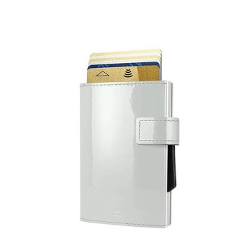輕巧好攜帶【OgonDesigns】Cascade Wallet SNAP RFID 法國安全防盜環扣真皮三摺錢包 - Glossy Cloud 漆光灰 旅行 出國 出遊 送好友