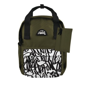 Grinstant混搭可拆組式13吋後背包 - 冒險系列 (軍綠色配塗鴉)