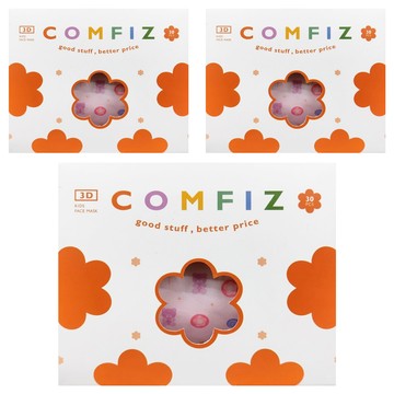 COMFIZ 康菲 兒童3D立體醫療口罩 未滅菌  3盒  繽紛派對 白色  30片