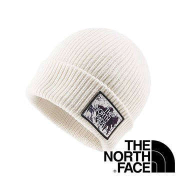 【THE NORTH FACE 美國】SALTY LINED反摺保暖帽『白卡其』NF0A8CGZ 戶外 露營 登山 健行 休閒 時尚 保暖 禦寒 保暖帽