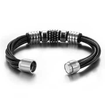 真皮手環 鈦鋼手鍊-搖滾龐克帥氣風格情人節生日禮物男飾品73cq86【獨家進口】【米蘭精品】