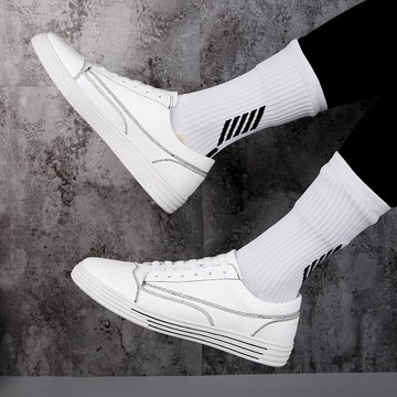 FINDSENSE品牌 秋款 新款 日本 男 高品質 簡約 真皮 個性 百搭 舒適 繫帶 休閒板鞋 潮流鞋子