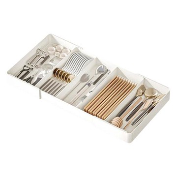 廚房高手 分隔式水槽抽屜餐具托盤 B款  1個  B型 白色