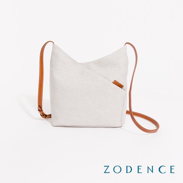 ZODENCE DION德國帆布門襟剪裁斜背包-貴族白