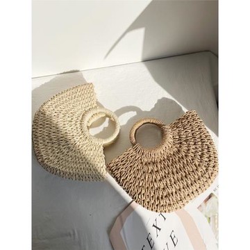 2025新款夏天編織包包女海邊度假沙灘包百搭復古藤編手提包草編包