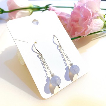 Ops Blue Lace Agate Silver earrings-藍紋瑪瑙/銀/藍紫色/耳環