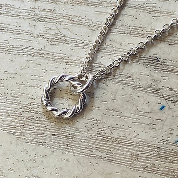 純銀 圓形 麻花 項鍊 S507