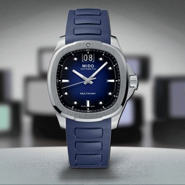 MIDO美度 廣告熱賣 Multifort TV Big Date先鋒復古電視大日期-藍膠帶40㎜ M6(M0495261704100)