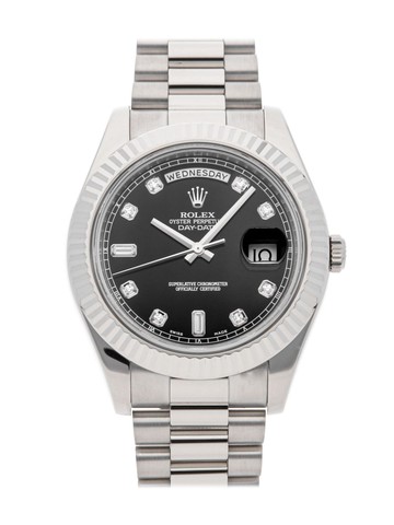 Rolex - 2012 pre-owned Day-Date 41mm - unisex - 18kt White Gold - One Size - BLACK