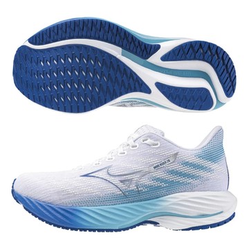MIZUNO 美津濃 慢跑鞋 女鞋 運動鞋 緩震 一般型 超寬楦 RIDER 白藍 J1GD240621