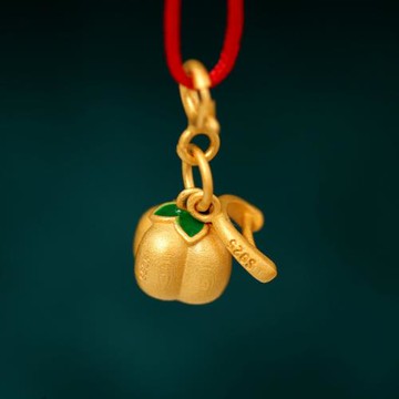 古法銀柿子提溜吊墜925純銀鍍金掛墜DIY手鏈手串飾品掛件串珠配件