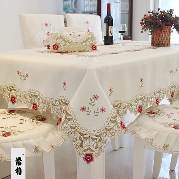 歐式簡約家用長方形茶幾桌布椅墊餐桌布床頭柜梳妝臺蓋巾蕾絲布藝