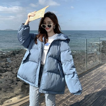 （時尚單品上裝）💙時尚百搭短款連帽羽絨棉保暖小個子棉衣外套🩵