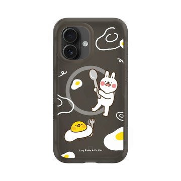 iPhone 16 AirX 本質黑 - 懶散兔與啾先生 Lazy Rabbit and Mr.Chu - 荷包蛋