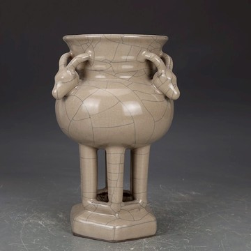 宋哥窯金絲鐵線三羊尊古董古玩收藏真品仿古瓷器老物件