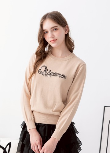 英倫氣質引塔夏字母針織衫