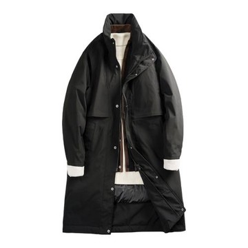 MUSONMU中長款羽絨服男冬季韓版男裝休閑寬松立領白鴨絨大衣外套