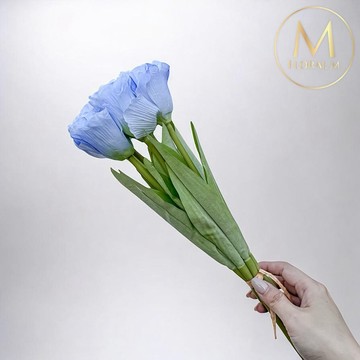 以後都走花路吧🌷快速出貨【Floral M】夏日野餐氣息洋桔梗貝殼藍仿真花花材(7入組)