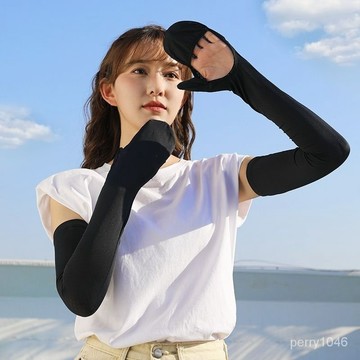 防曬手套女防紫外綫開車夏季薄款防曬袖騎行冰絲袖套夏日抗曬 騎車運動 防紫外線 抗UV 防曬袖套 指洞袖套 露指 機能袖套