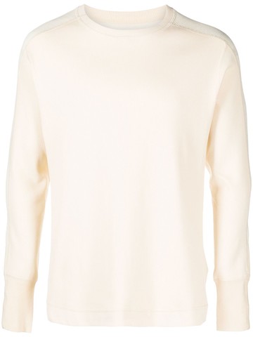MM6 Maison Margiela - round-neck long-sleeve sweatshirt - men - Polyamide/Spandex/Elastane/Wool/Cotton - M - Neutrals