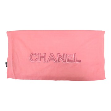 CHANEL 香奈兒 粉色 羊毛 絲綢 刺繡 圍巾 【二手名牌BRAND OFF】