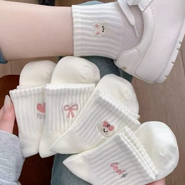 臺灣/✨襪子2025春夏可愛運動風襪子女中筒襪透氣粉色卡通女生韓版ins潮女襪