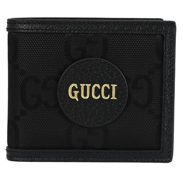 GUCCI 625573 Off The Grid 經典緹花尼龍對開8卡短夾.黑