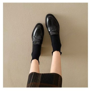 🔥台灣出貨🔥英倫風複古一腳蹬樂福鞋女學院風通懃百搭小皮鞋法式軟皮粗跟單鞋  樂福鞋 女鞋  一腳蹬鞋