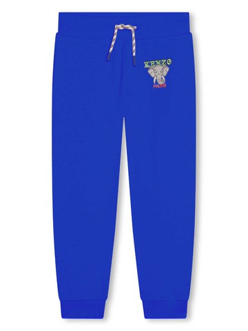 Kenzo Kids - logo-embroidered cotton track pants - kids - pure cotton/pure cotton - 12 yrs - Blue