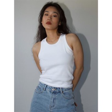 (免運)Ravehouse歐美簡約經典肯豆超模坦克螺紋背心吊帶上衣女夏季