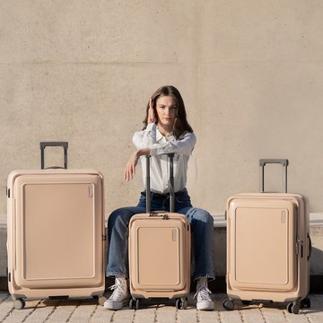 URBANITE 3合1 - 可擴展4輪TSA鎖定翻蓋式行李箱 - 裸色