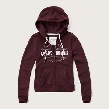 美國百分百【Abercrombie & Fitch】連帽 AF 外套 麋鹿 長袖 女 酒紅 XXS XS S號 G312