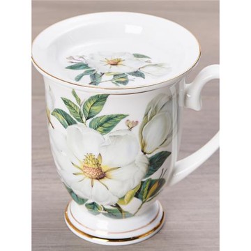 陶瓷杯子情侶早餐杯咖啡杯骨瓷牛奶水杯馬克杯帶蓋喝水花茶杯