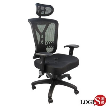 LOGIS邏爵家具 伊凡工學三孔坐墊椅/電腦椅/辦公椅/主管椅