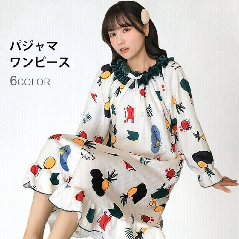 パジャマワンピース レディース ワンピース ロングワンピース パジャマ 柄ワンピース ふわふわ 寝間着 ナイトウエア パジャマ プルオーバー あったか 冬 通販 Lineポイント最大get Lineショッピング