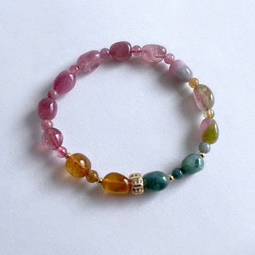 寶石系  天然礦石 碧璽原石糖豆 手鍊