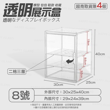 透明展示盒號30x25x402格3層收藏展示櫃 模型櫃 透明櫃 收納盒 收納箱