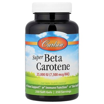 Carlson, 超優 β-胡蘿蔔素，7,500 微克 RAE（25,000 國際單位），250 粒軟膠囊