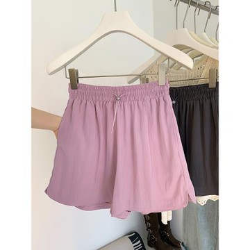 舒適透氣抽繩棉麻短褲女冬季2025新款高腰闊腿a字遮胯顯瘦熱褲子