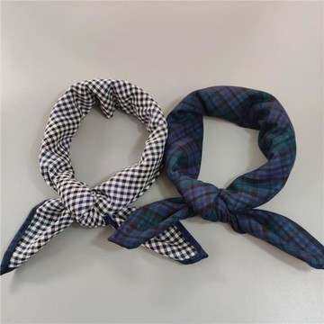 藍白方格領巾男時尚純棉紗包頭巾女大方巾全棉大手帕秋冬裝飾圍脖