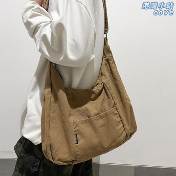 【日系復古】帆布斜挎包 單肩包 休閒包 旅行包 揹包 挎包 男女通用 輕便簡約 大容量多口袋 2025春夏新款