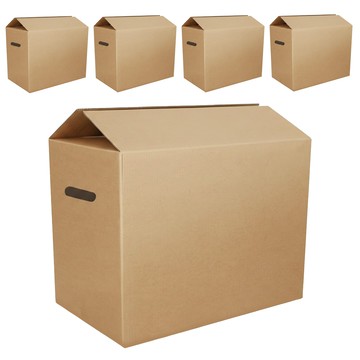 Casber科百承印 耐重版五層波浪瓦楞紙箱 釘封側提孔 厚8mm  卡其色  1組  50 x 40 x 35cm