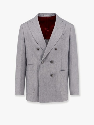 Double-breasted linen blazer - BRUNELLO CUCINELLI - gender_Man