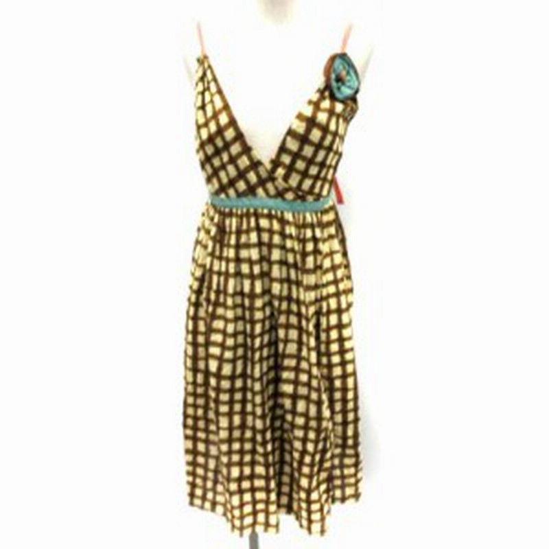 中古 トッカ Tocca ラップワンピース チェック ひざ丈 ノースリーブ 0 茶 ブラウン 黄 Ek レディース 通販 Lineポイント最大1 0 Get Lineショッピング