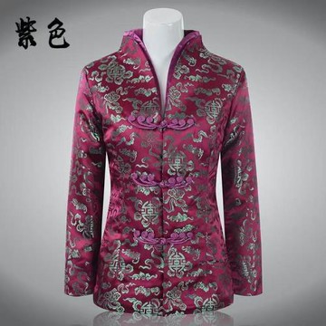 唐裝女士秋冬裝中國風長袖時尚時尚唐裝上衣修身女裝年會服裝紅色