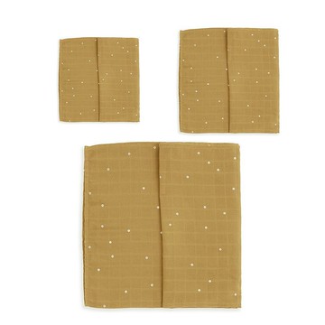 Gloop 有機棉紗布巾三件組/ 夕陽橙